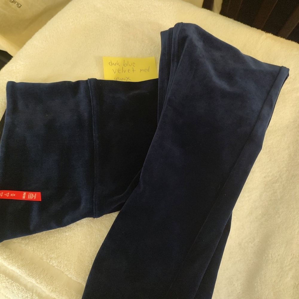 SPANX Dark Blue Velvet Leggings